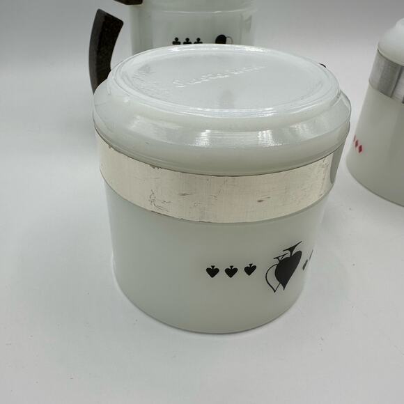 Vintage Siesta Ware Milkglass Mugs Card Deck Set of 4 - Picture 5 of 9